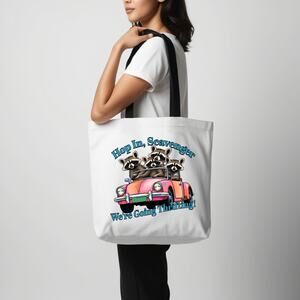 Going Thrifting Cute Raccoon Tote Bag Shopping Treasure Hunt